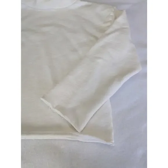 Emerson Fry Sweatshirt Raw Edge White Turtleneck XS Minimalist Crop Luxe Top - Picture 3 of 10